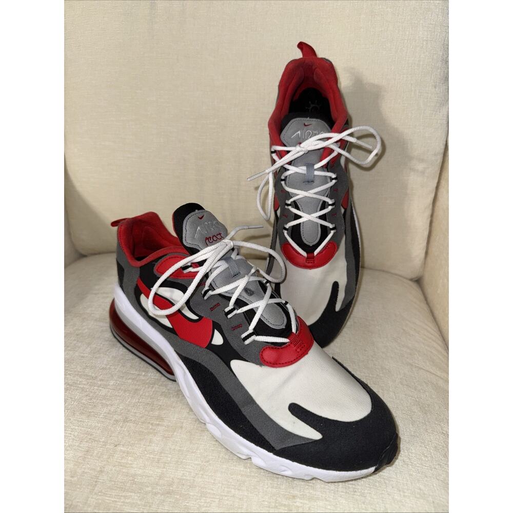 MENS NIKE C13866-002 AIR MAX 270 REACT BLACK IRON GREY UNIVERSITY RED USA 13